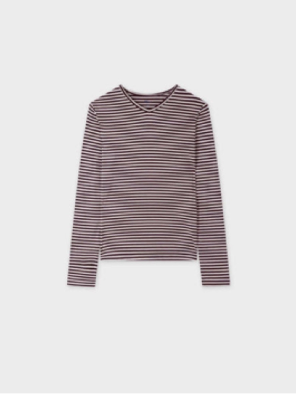 NWT Meli Tee Shirt Thin Stripe High V Tee-Burgundy/White Small